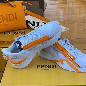 Fendi Orange and White Athletic Shoes